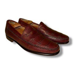 New E.T. Wright Made in Italy Leather Woven Penny Loafer in Burgundy Sz 8.5